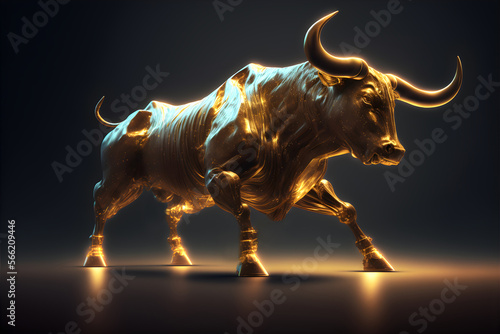 The Bull Statue  Sign of a Thriving Market  Majestic Stock Bull Statue  generative ai  Digital bull market in stock trading indicating market rise