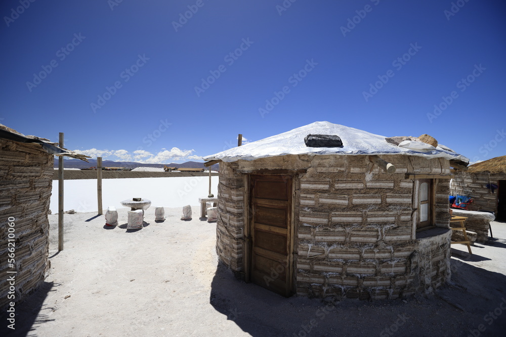 Typical salt house in the Salar Grande in Argentina