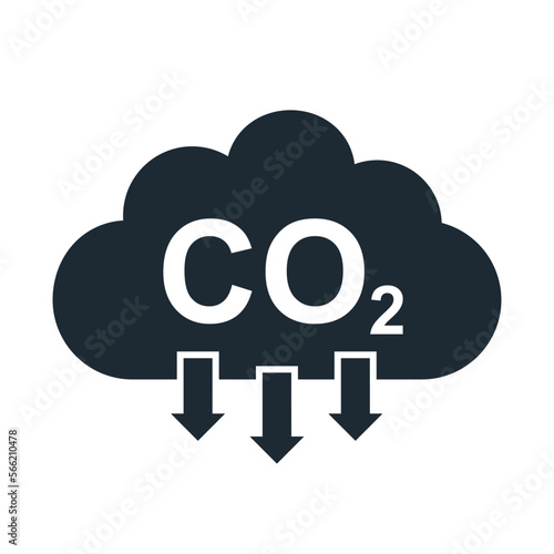 CO2 cloud icon, smoke pollutant damage, smog pollution concept, environmental pollution, emissions, carbon dioxide formula symbol sign - stock vector