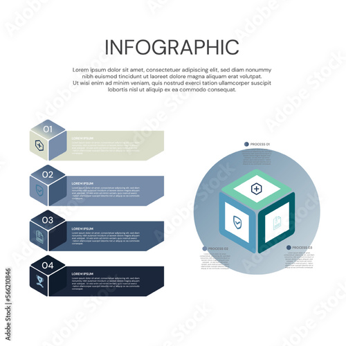 Vector infographic label design with icons. Business concept flowchart, diagram, morphism, 3D chart