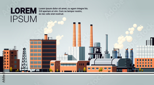 energy generation plant with chimneys electricity production industrial manufacturing building heavy industry factory