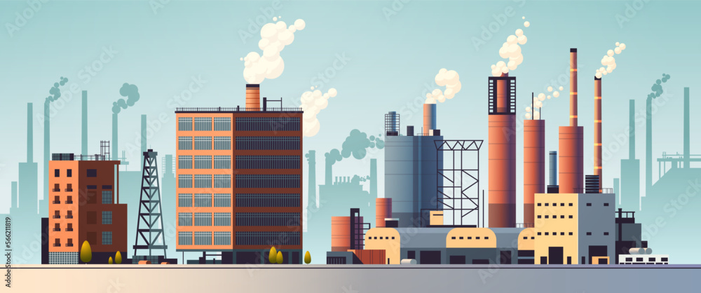 energy generation plant with chimneys electricity production industrial manufacturing building heavy industry factory