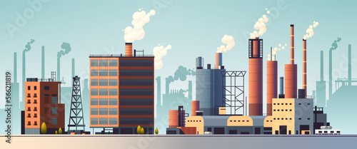 energy generation plant with chimneys electricity production industrial manufacturing building heavy industry factory