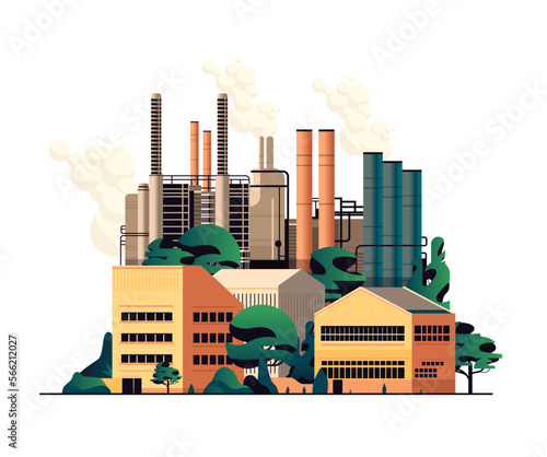 energy generation plant with chimneys electricity production industrial manufacturing building heavy industry factory