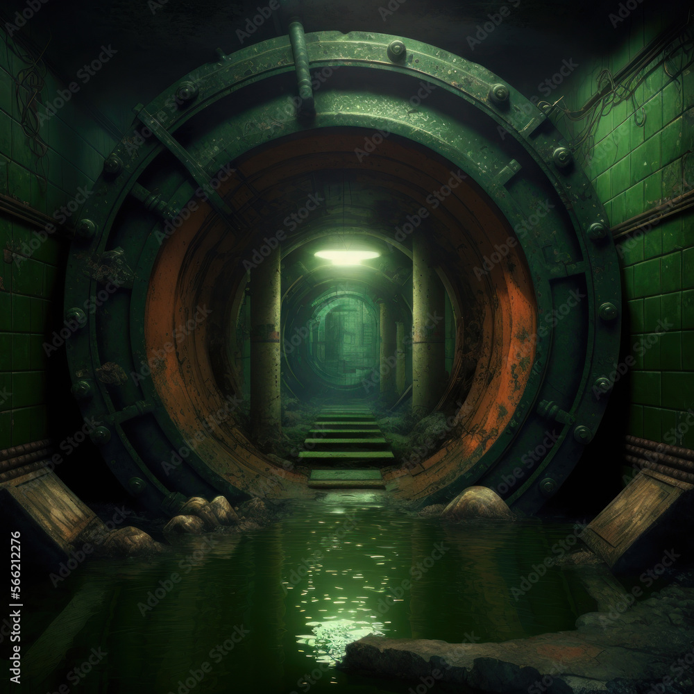 © ArgitopIA - sewer interior underground with water. generative ai © ArgitopIA - sewer interior underground with water. generative ai