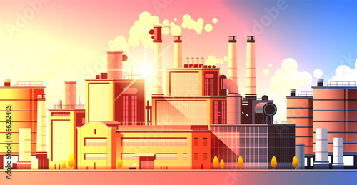 energy generation plant with chimneys electricity production industrial manufacturing building heavy industry factory