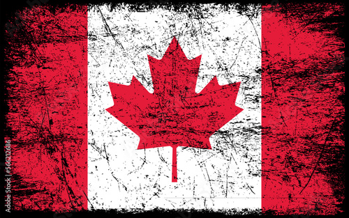 Vector illustration of grunge old distressed Canadian flag