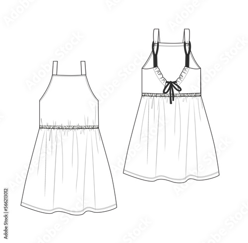 woman back drawstring summer dress fashion vector