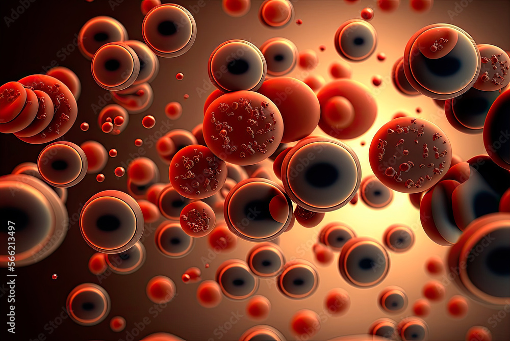 Microscopic view of blood plasma flowing through arteries and veins. Generative AI Microscopic view of blood plasma flowing through arteries and veins. Generative AI
