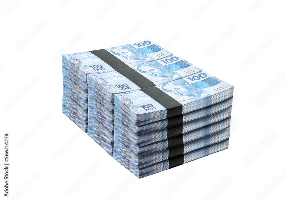 wad of money, grand prize, one hundred thousand reais of brazil money, concieot of savings, income, wealth, earnings or lottery, on isolated white background wad of money, grand prize, one hundred thousand reais of brazil money, concieot of savings, income, wealth, earnings or lottery, on isolated white background