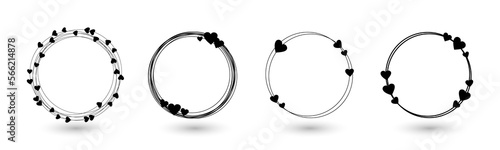 Circle  frame with hearts. Valentine's Day background with  hearts wreath. Vector illustration