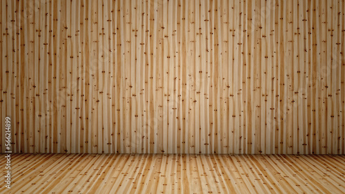 Conceptual vintage or grungy brown background of natural wood or wooden old texture floor and wall as a retro pattern layout. A 3d illustration metaphor to time, material, emptiness, age or rust