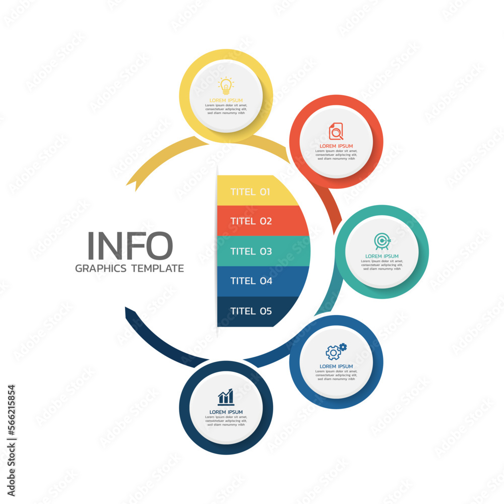 Circular steps infographics template design for background Circular steps infographics template design for background