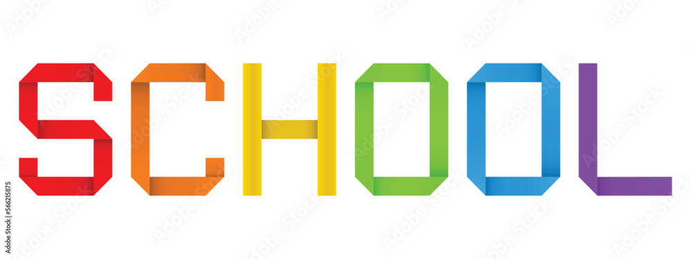 Vector concept or conceptual paper origami font forming the SCHOOL word isolated on white background as a metaphor for education, learning, studying, knowledge, curiosity and imagination Vector concept or conceptual paper origami font forming the SCHOOL word isolated on white background as a metaphor for education, learning, studying, knowledge, curiosity and imagination