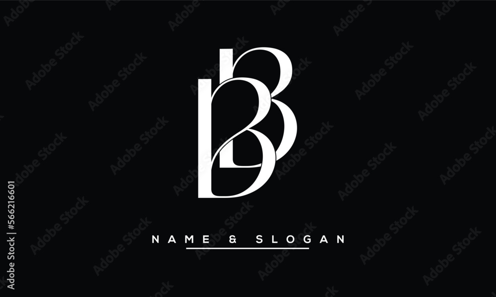 B, BB  Abstract Letters  Logo  Monogram - obrazy, fototapety, plakaty 