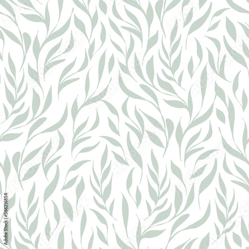 Subtle Gray Foliage. Decorative vector seamless pattern. Repeating background. Tileable wallpaper print.