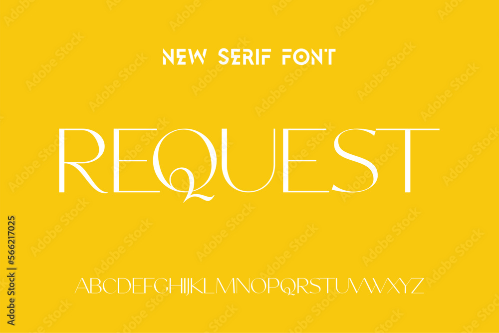 REQUEST Lettering Minimalist Fashion. Elegant alphabet letters serif font and number. Typography