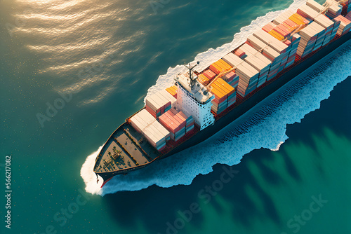 cargo liner at sea top view