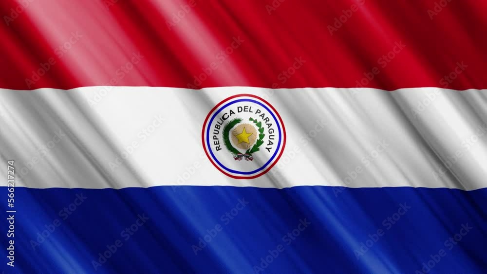 official waving flag of paraguay, independence day concept, 4K