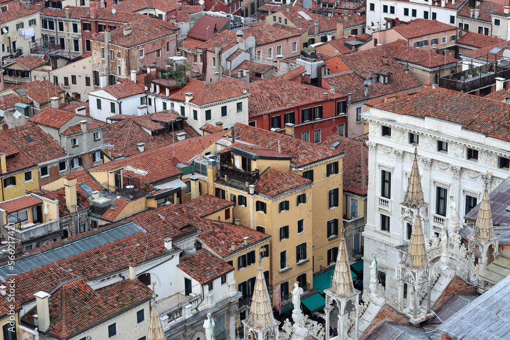 Architecture of Venice, Italy. City view from above. Romantic holidays destinations concept. 