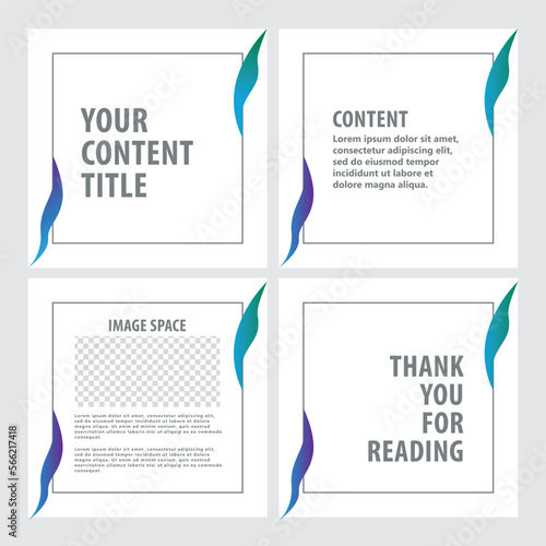 White colored social media template decorated by blue gradient accents. Suitable for microblog or carousel post style.