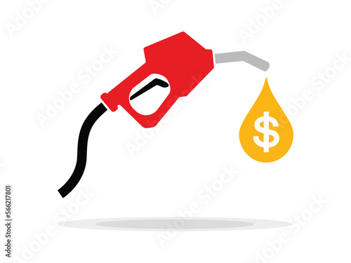 Fuel pump nozzle sign.Gasoline,Gas station icon. Vector illustration of fueling nozzle gasoline, diesel, gas isolated on white background. Petroleum fuel pump template. Pump nozzle, oil dripping.
