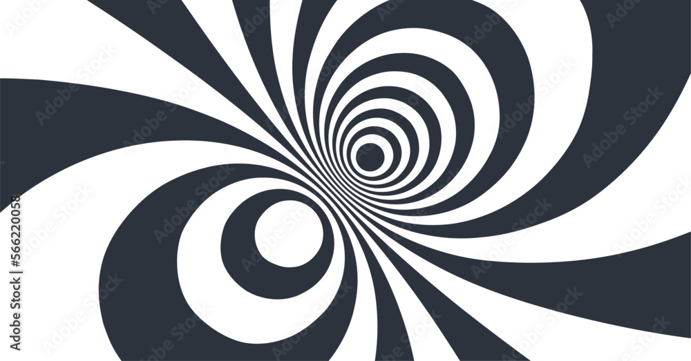Fototapeta premium Abstract background made of distorted lines. Pattern with optical illusion. Psychedelic stripes. Op art design. Convex texture. Vector illustration for brochure, flyer, card, banner or cover.
