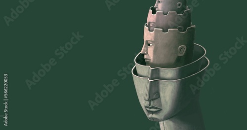 Photography Conceptual art of think, brain mind, mental health, spiritual, soul and psychology