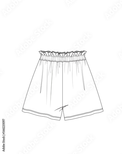 woman ruffle pleated high waist short fashion vector