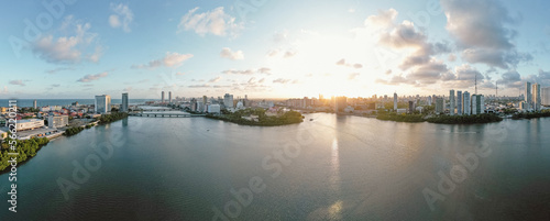 Aerial view of old buildings and palaces in the city of recife, pernambuco, brazil photo
