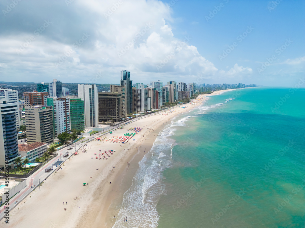 Aerial view of the seafront of boa viagem beach in city pf recife, pernambuco, brazil Aerial view of the seafront of boa viagem beach in city pf recife, pernambuco, brazil