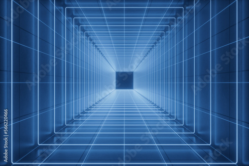 3d rendering neon tunnel space