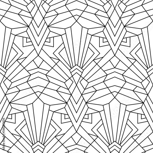 Black and white vector Art Deco seamless pattern. Modern style abstract geometric patterm.