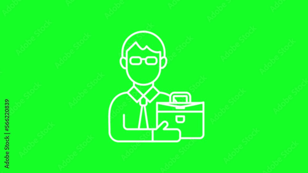 Animated adult man white line icon. Businessman. Office manager. Loop HD video with chroma key, alpha channel on transparent background, black solid background. Outline motion graphic animation Animated adult man white line icon. Businessman. Office manager. Loop HD video with chroma key, alpha channel on transparent background, black solid background. Outline motion graphic animation