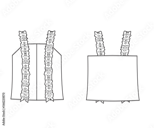 woman front ruffle pleated strap top fashion vector