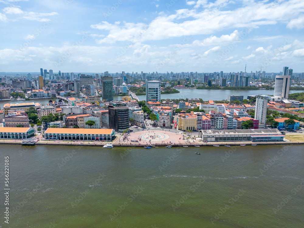 Aerial view of old landmark ground zero in the city of recife, pernambuco, brazil