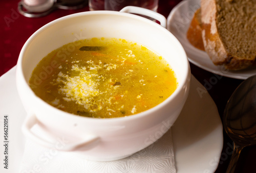 soup with pickles and barley. pickle