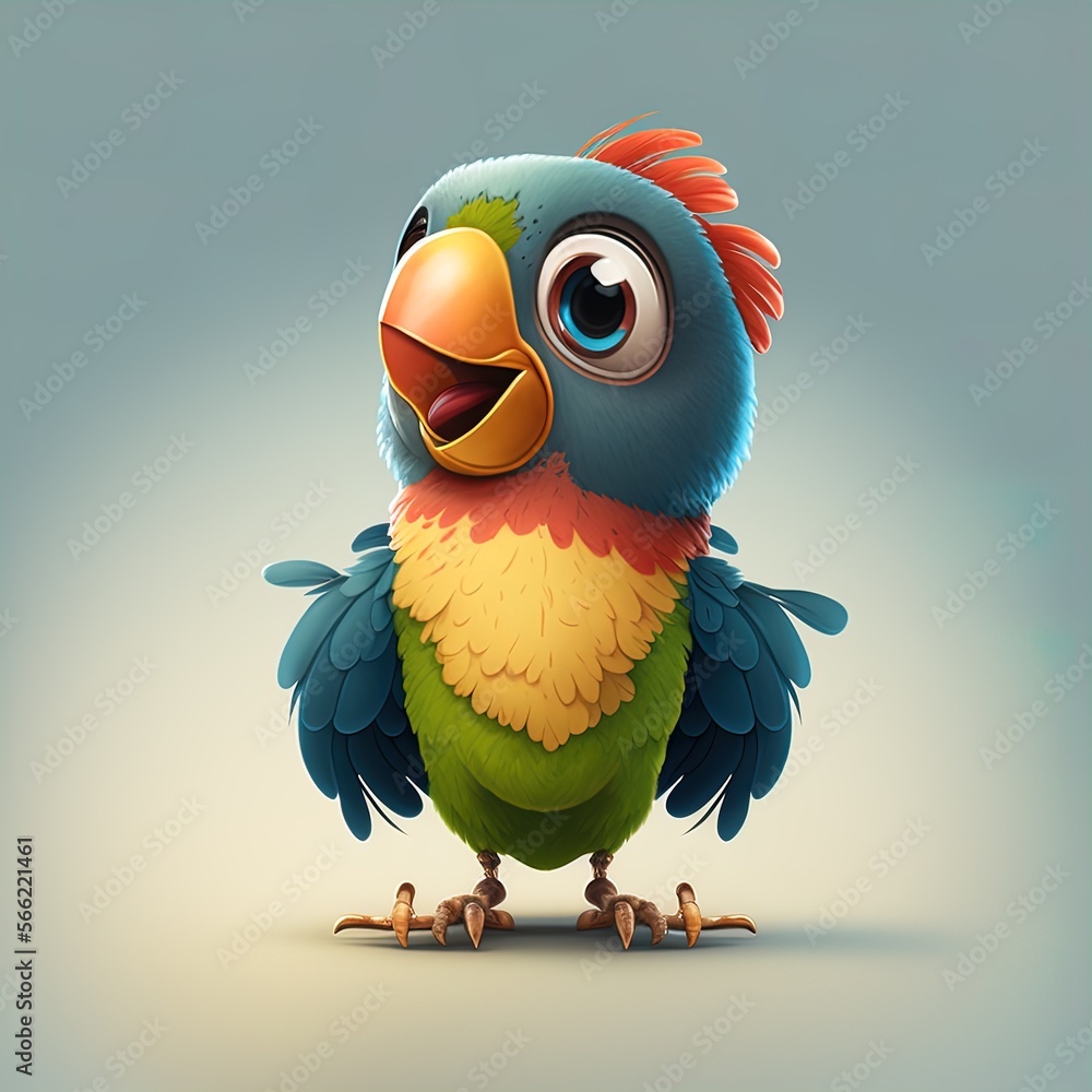 Cute tropical parrot with big eyes smiling. Nestling colorful ...