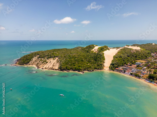 Aerial view of ponta negra beach and morro do careca in the city of natal, rio grande do norte, brazil