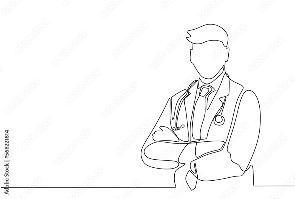 Doctor continuous one line drawing single hand drawn minimalist design