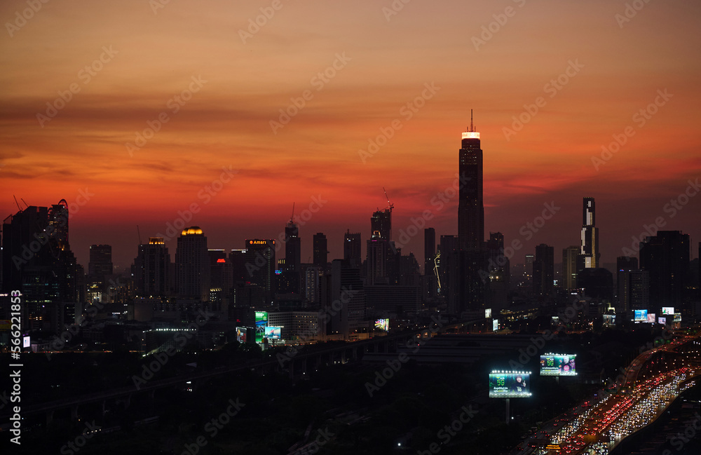 Night view city of Bangkok.