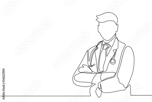 Doctor continuous one line drawing single hand drawn minimalist design © Natvc