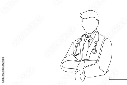 Doctor continuous one line drawing single hand drawn minimalist design