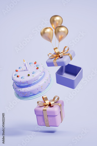 3d rendering birthday cake picture