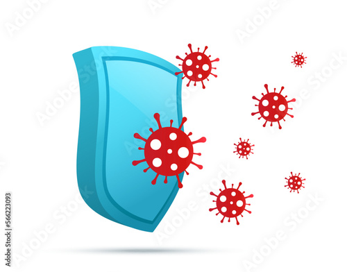 Virus protection concept. Security shield for virus protection. Vector shield on white background.