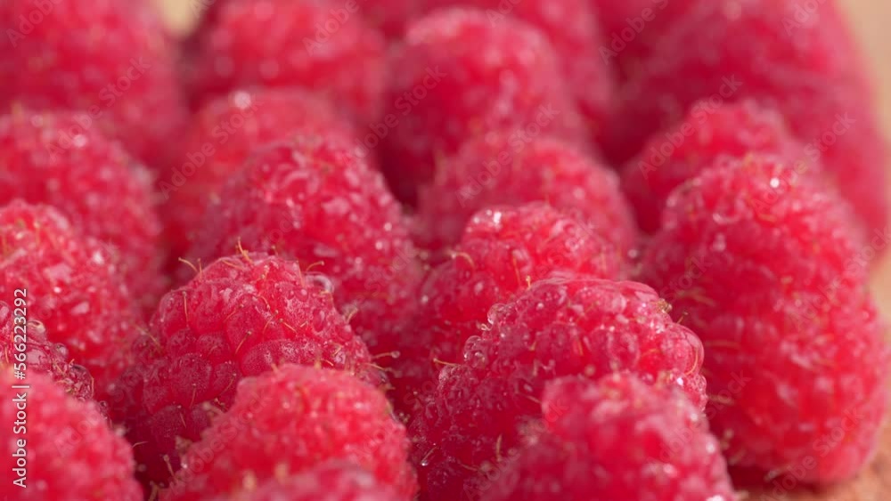 Fresh raspberries closeup view, close-up. Fresh organic ripe raspberry, macro Fresh raspberries closeup view, close-up. Fresh organic ripe raspberry, macro