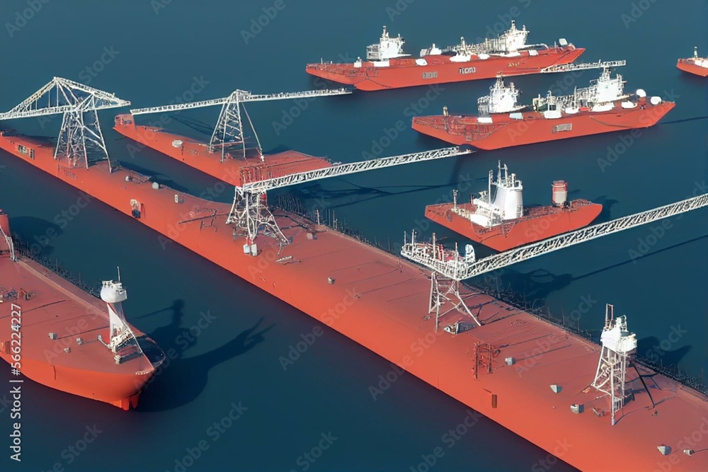 Aerial drone rotational video of LNG (Liquified Natural Gas) tanker ...