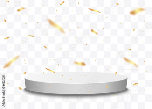 Confetti with award podium. Winner vector background. with confetti.