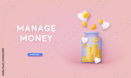 Jar with money. Characters investing money in education and knowledge. Personal finance management and financial literacy concept.