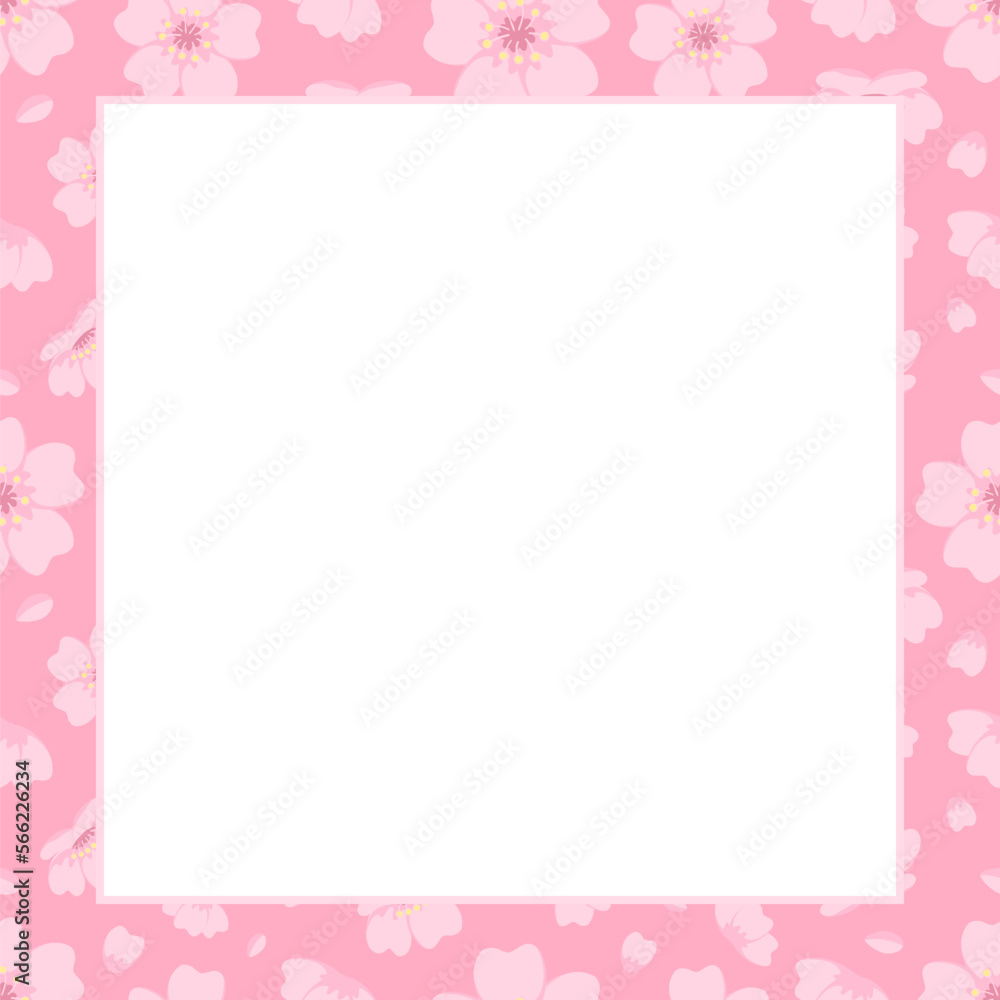 Cute Square Sakura Cherry Blossom Frame Cute Square Sakura Cherry Blossom Frame